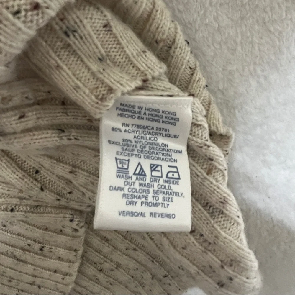 Tommy Jeans Girl's Sweater Vintage Y2k Beige Fleck Button Mock Neck Size Large